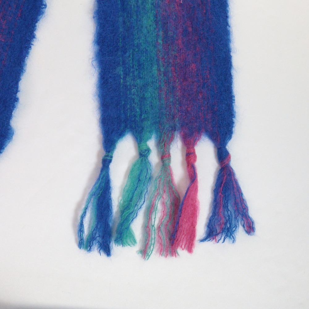 Ashley‎ Scarf Fuzzy Mohair Tassel Blue Mohair Women OS - Picture 4 of 8
